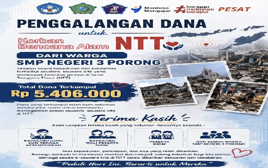 Kepedulian Keluarga Besar SMPN 3 Porong Pada Bencana Di NTT