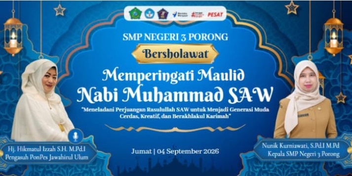 SMP Negeri 3 Porong Gelar Peringatan Maulid Nabi Muhammad SAW, Tekankan Pentingnya Akhlakul Karimah bagi Generasi Muda